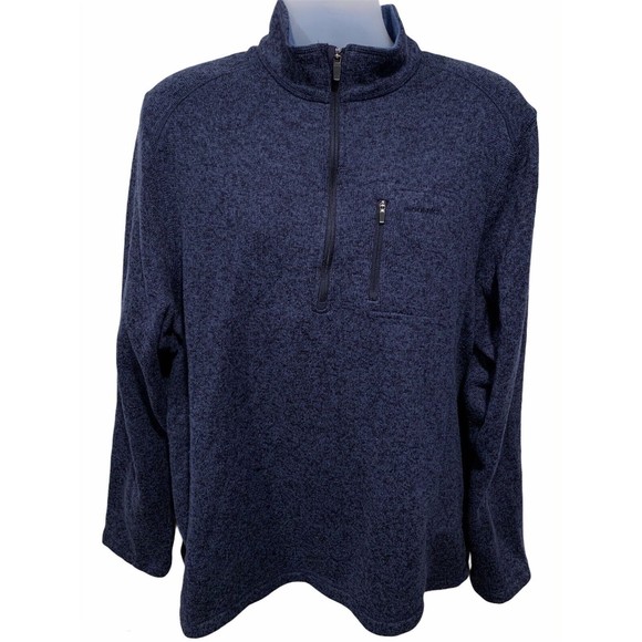 Woolrich Men Blue Angler 1/4 Zip‎ Pocket Fleece Pullover Sweater Jacket 2XL XXL - Picture 1 of 5